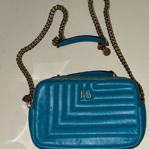 Henri Bendel 712 quilted convertible camera bag turquoise blue